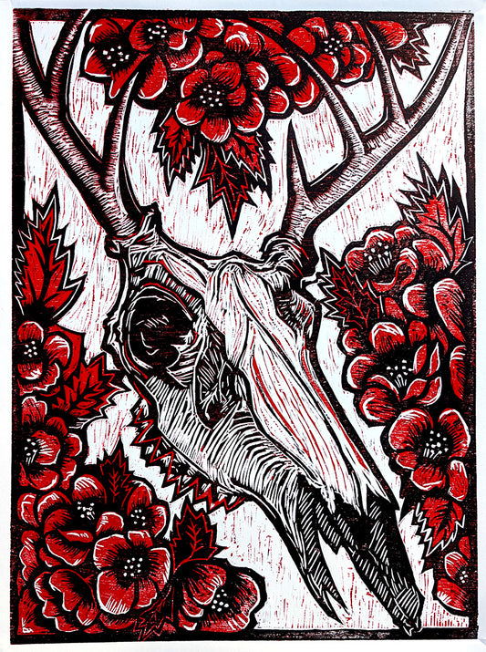 Deer Skull & Flowers