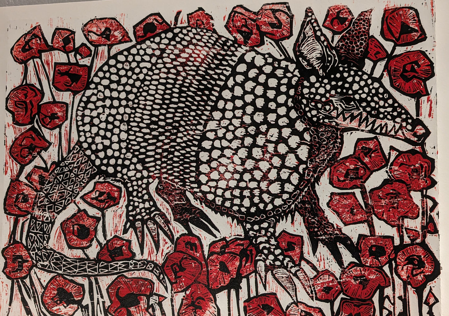 Armadillo with Red Poppies