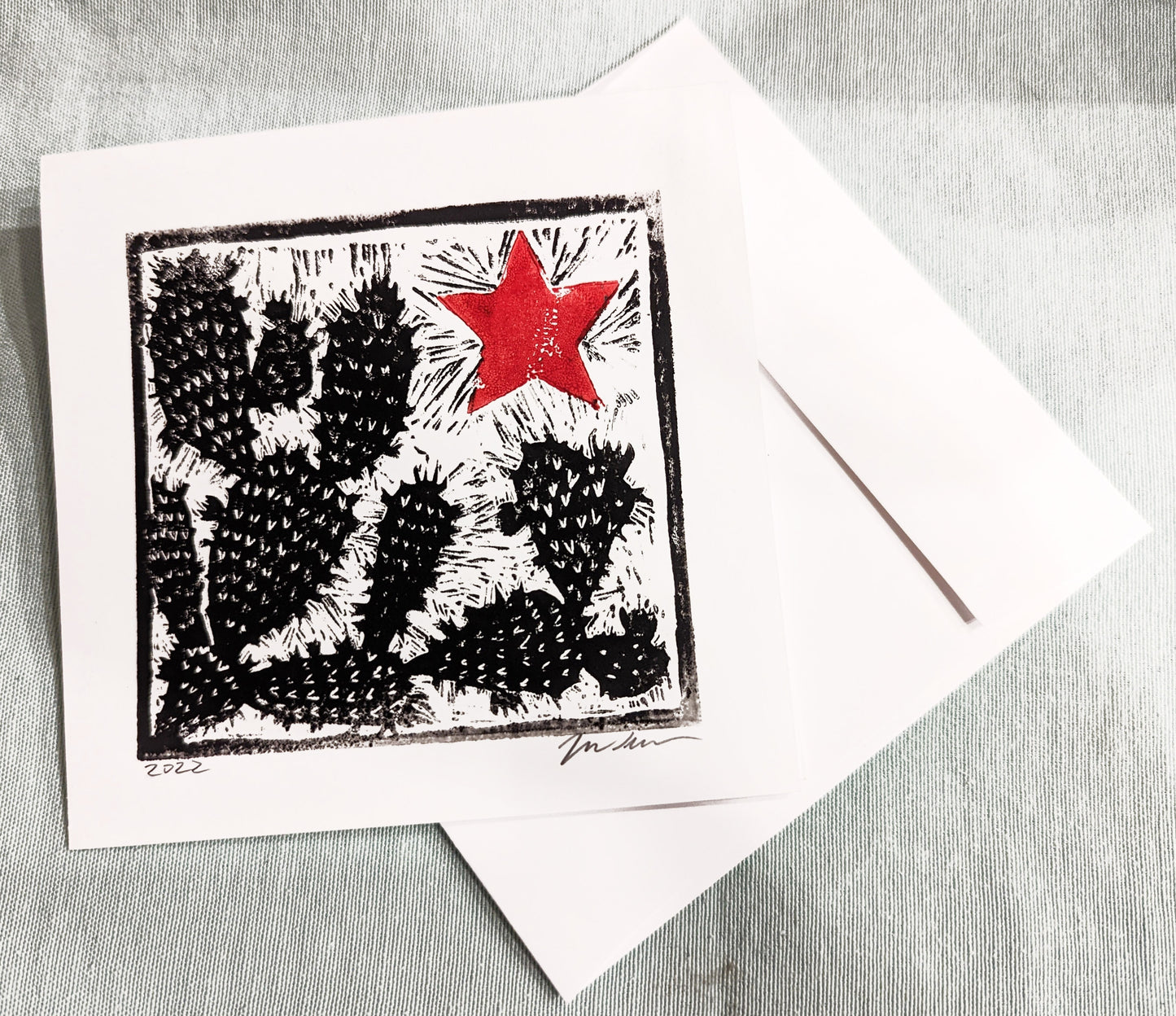 Cactus Star Holiday Card & Envelope