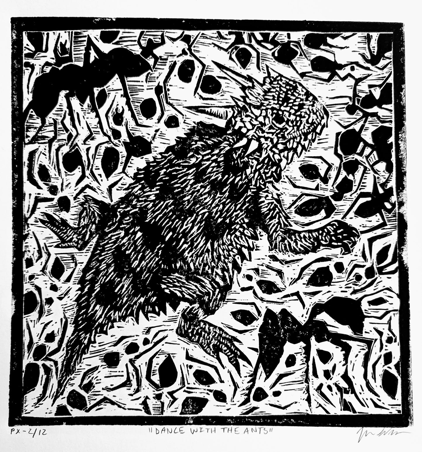 Dance with the Ants Linocut