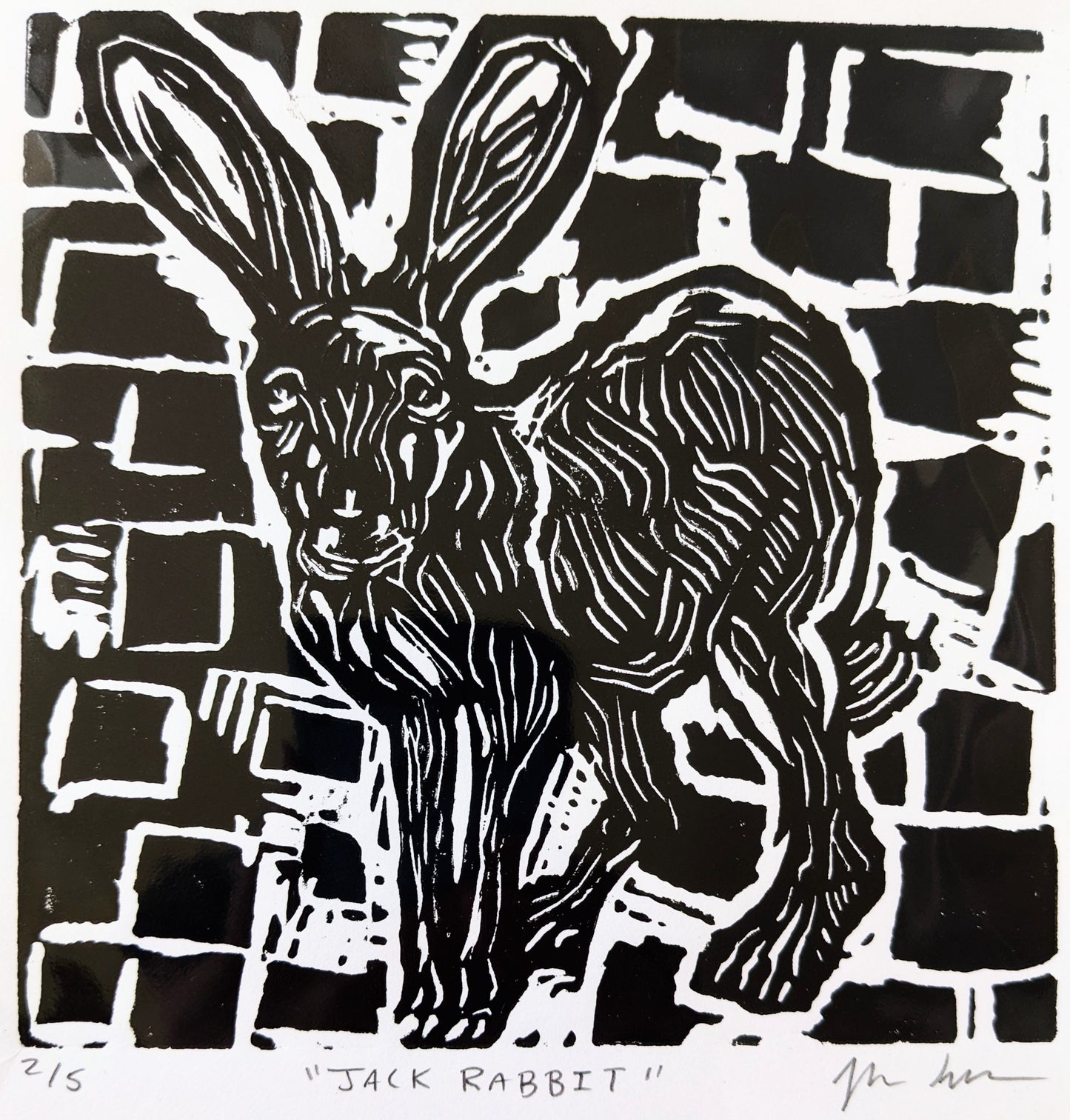 Jack Rabbit Linocut