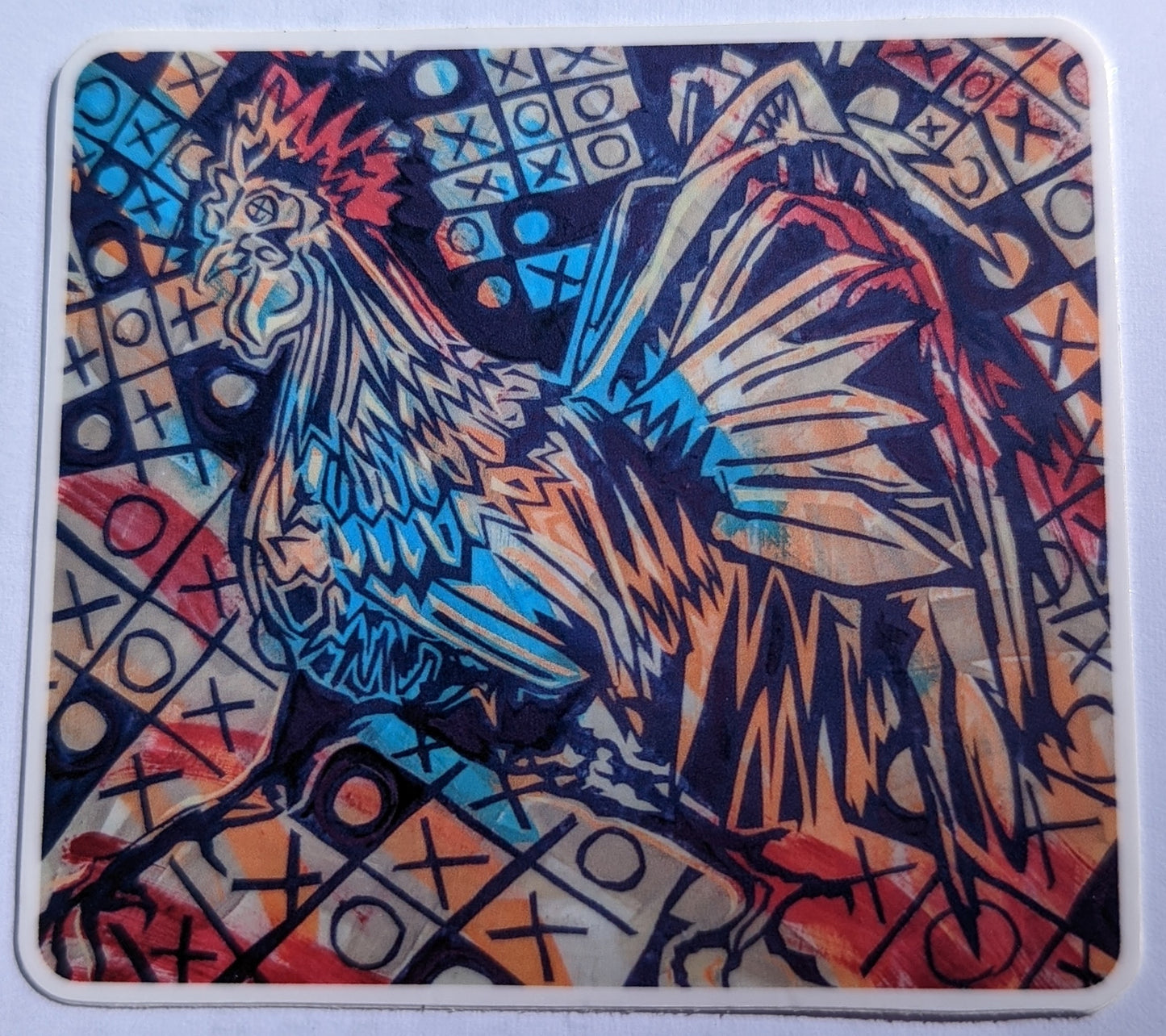 Rooster Tic Tac Toe Sticker