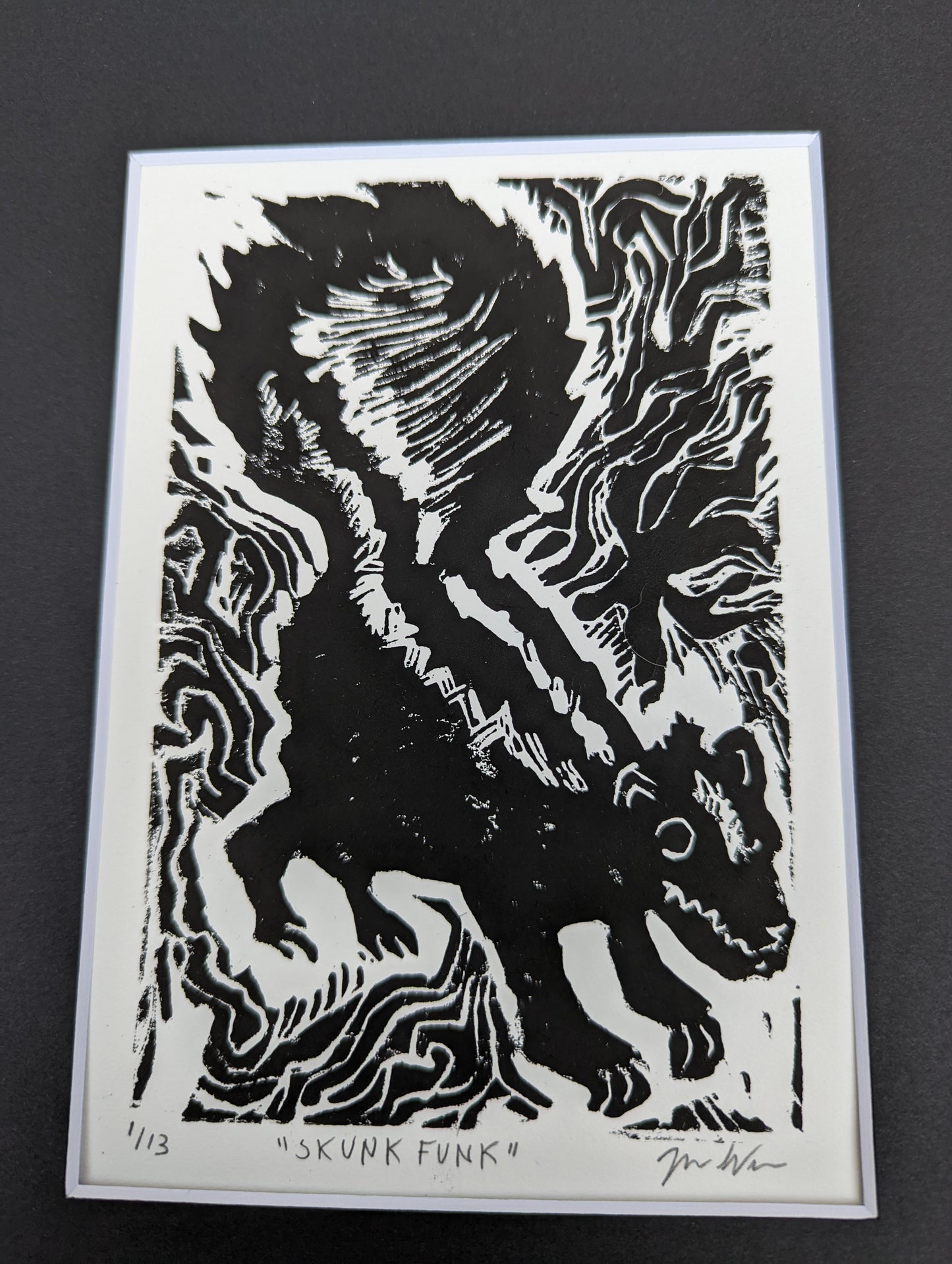 Skunk Funk Linocut