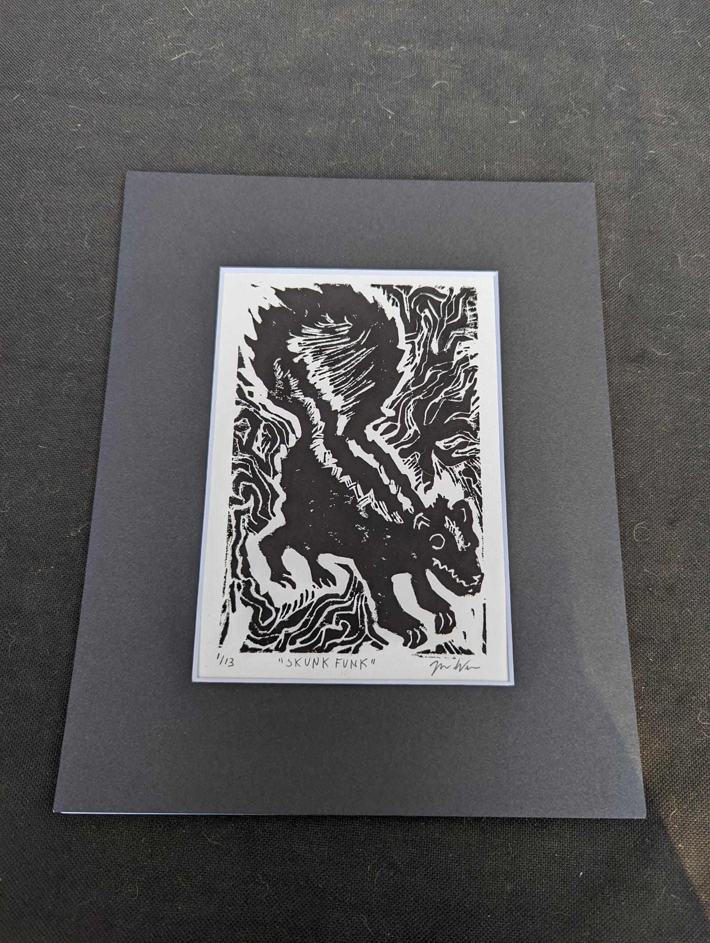 Skunk Funk Linocut