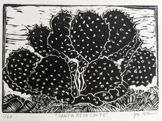 Santa Rita Cacti Linocut