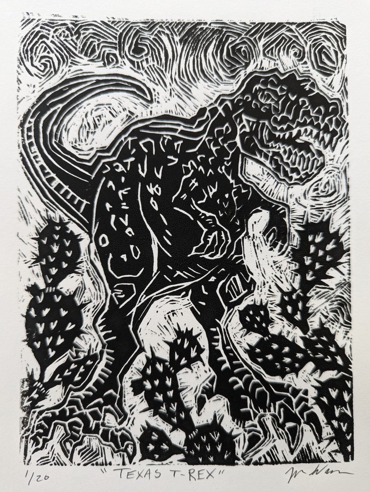 Texas T-Rex Linocut